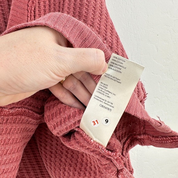 We The Free Cropped Sweater Women Small Pink Waffle Knit Dolman Sleeve Oversized - Picture 11 of 11